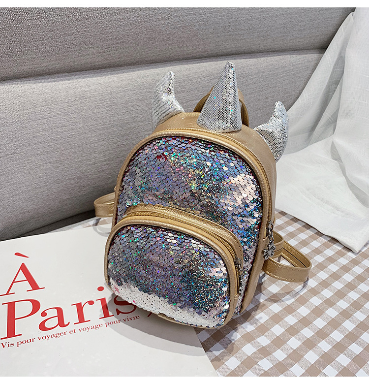 2021 New Kindergarten Children's Bag Unicorn Pu Sequins Crossbody Sling/Backpack Children Cartoon Bag Wholesale
