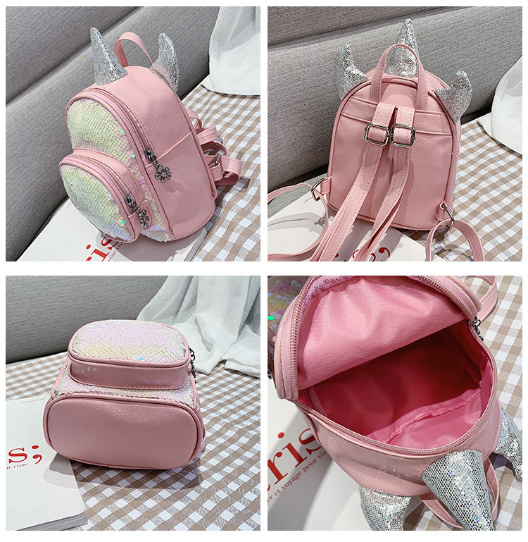 2021 New Kindergarten Children's Bag Unicorn Pu Sequins Crossbody Sling/Backpack Children Cartoon Bag Wholesale