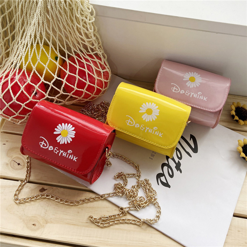 Children&#039;s Bags Mini Chain Shoulder Bag Cartoon Bag Graceful Mori Daisy Flower Small Square Bag