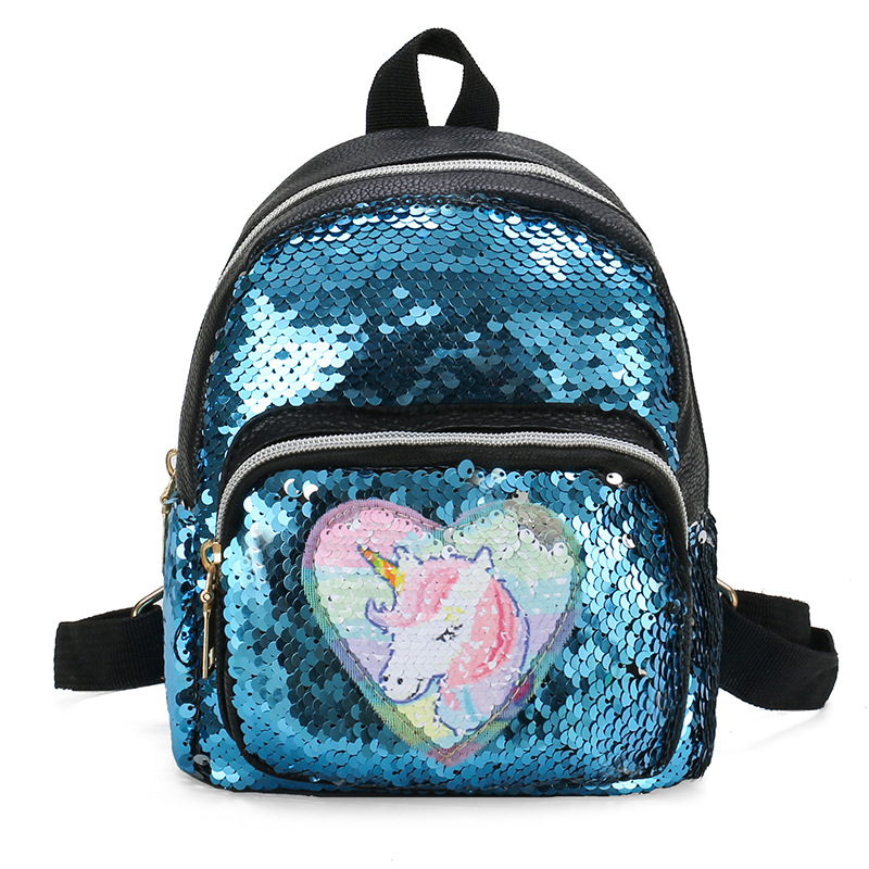 2021 New Kindergarten Pu Sequins Crossbody Sling/Backpack Three-Purpose Children Cartoon Bag Factory Wholesale