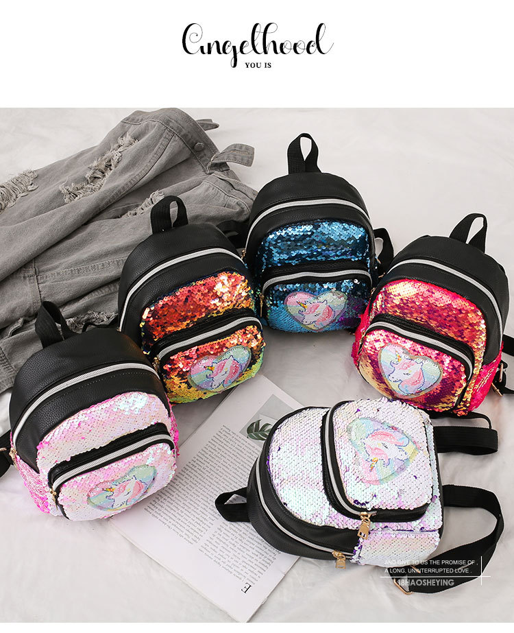 2021 New Kindergarten Pu Sequins Crossbody Sling/Backpack Three-Purpose Children Cartoon Bag Factory Wholesale 2021 New Kindergarten Pu Sequins Crossbody Sling/Backpack Three-Purpose Children Cartoon Bag Factory Wholesale