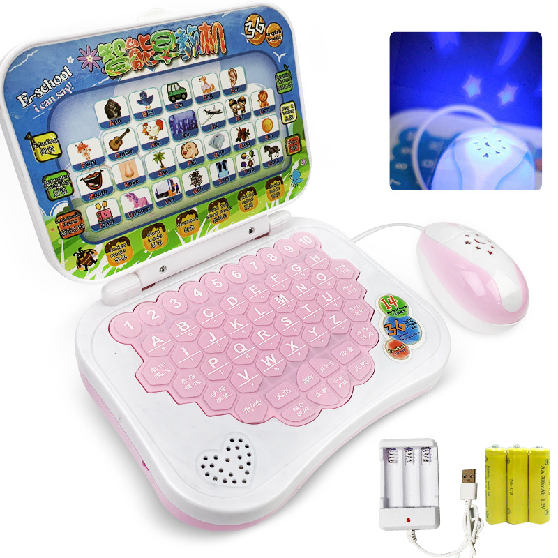 Children&#039;s Early Education Computer Toy Simulation Notebook 0-3 Years Old Baby Audio Chinese and English Point Reading Story Machine Tablet