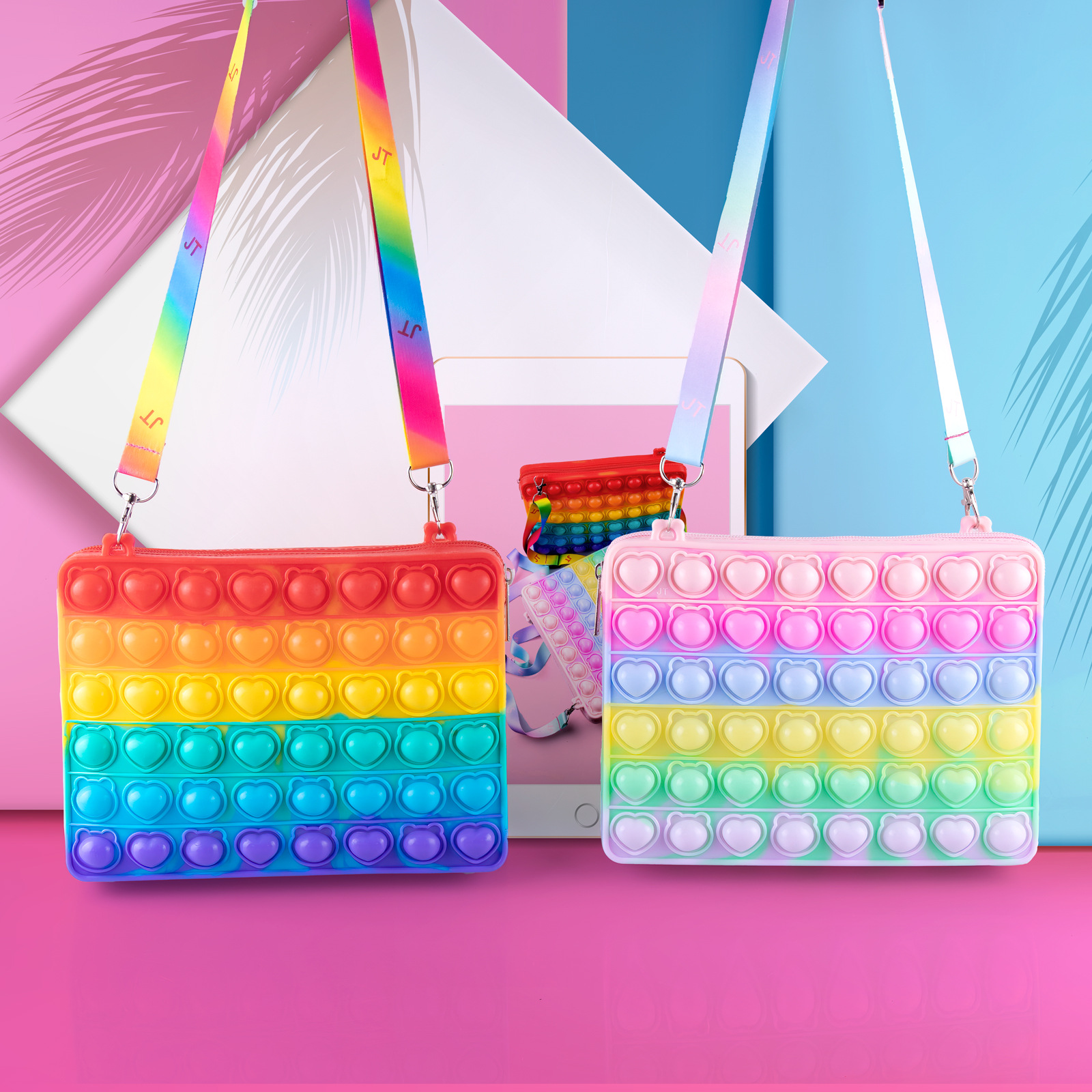 Anti-Mouse Pioneer Cross-Border New iPad Bag Silicone Toy Multi-Function Decompression Bubble Music Tablet Messenger Bag