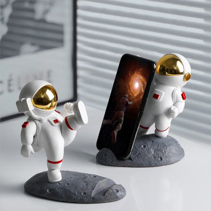 Cute Creative Spaceman Astronaut Mobile Phone Holder Small Ornaments Desktop Home iPad Tablet Support Decorations