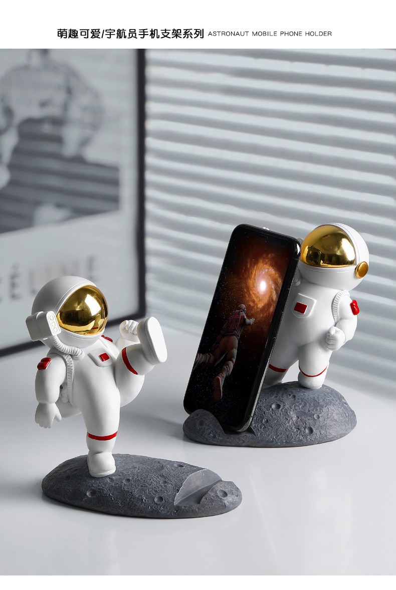 Cute Creative Spaceman Astronaut Mobile Phone Holder Small Ornaments Desktop Home iPad Tablet Support Decorations