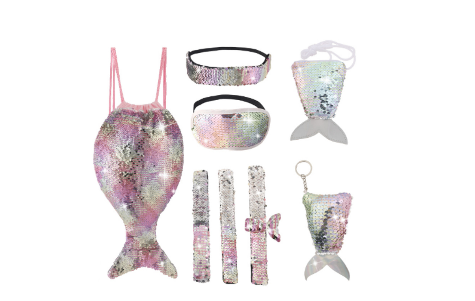 Amazon New Mermaid Wallet Combination Set Tablet Bag Schoolbag Drawstring Bag Sequin Bag Factory Wholesale