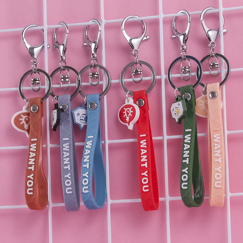 Factory Direct Sales PVC Cut Surface Leather Rope Keychain Pendant Women Bag Accessories Car Ornament Ornaments Ornament Keychain