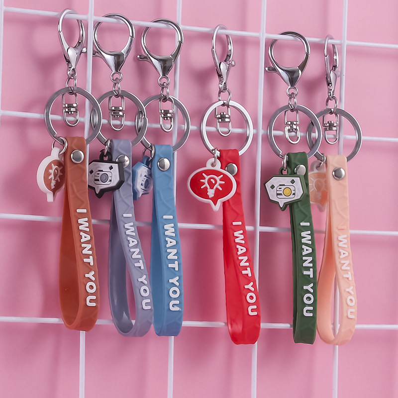 Factory Direct Sales PVC Cut Surface Leather Rope Keychain Pendant Women Bag Accessories Car Ornament Ornaments Ornament Keychain