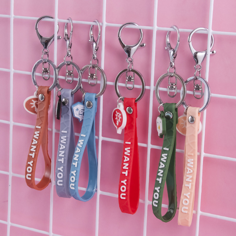 Factory Direct Sales PVC Cut Surface Leather Rope Keychain Pendant Women Bag Accessories Car Ornament Ornaments Ornament Keychain