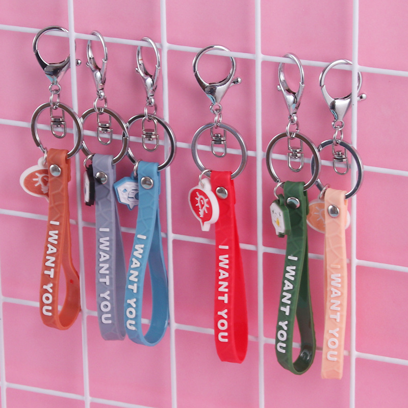 Factory Direct Sales PVC Cut Surface Leather Rope Keychain Pendant Women Bag Accessories Car Ornament Ornaments Ornament Keychain