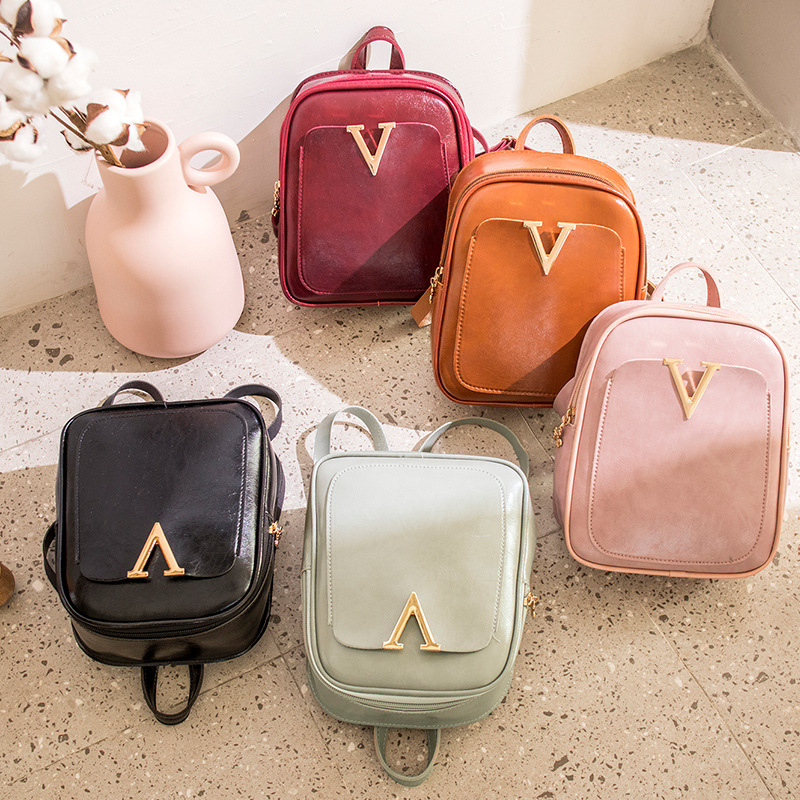 Small Bookbag 2021 Korean Women Bag Street Trendy Small Backpack Handbag Shoulder Messenger Bag Pu Oily Leather Small Bag