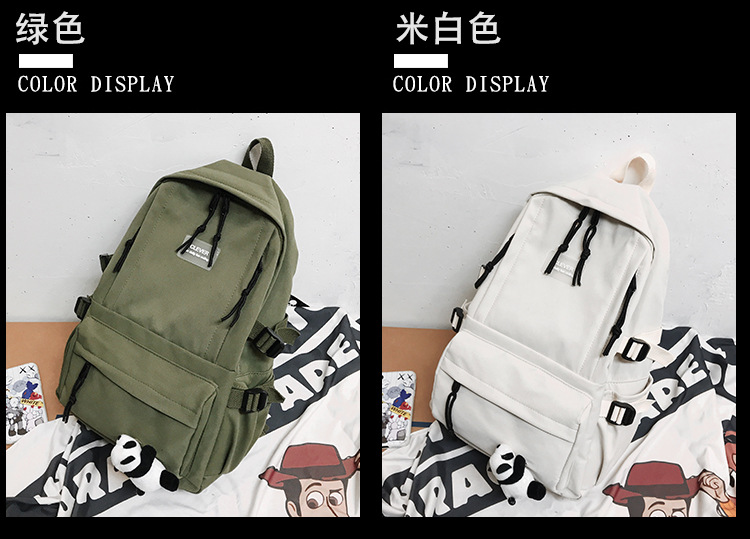 Vintage Canvas Backpack Student Schoolbag Large Capacity Solid Color Multi-Pocket Backpack Vintage Style Korean Hipster Women Bag Vintage Canvas Backpack Student Schoolbag Large Capacity Solid Color Multi-Pocket Backpack Vintage Style Korean Hipster Women Bag