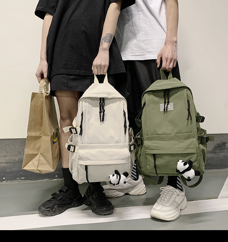 Vintage Canvas Backpack Student Schoolbag Large Capacity Solid Color Multi-Pocket Backpack Vintage Style Korean Hipster Women Bag Vintage Canvas Backpack Student Schoolbag Large Capacity Solid Color Multi-Pocket Backpack Vintage Style Korean Hipster Women Bag