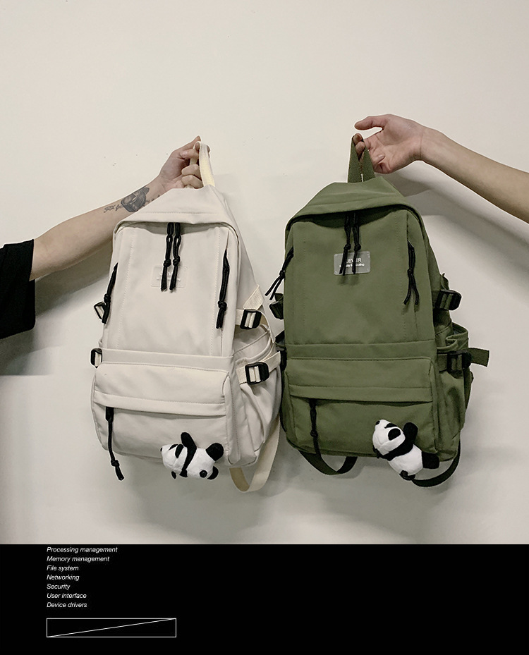 Vintage Canvas Backpack Student Schoolbag Large Capacity Solid Color Multi-Pocket Backpack Vintage Style Korean Hipster Women Bag Vintage Canvas Backpack Student Schoolbag Large Capacity Solid Color Multi-Pocket Backpack Vintage Style Korean Hipster Women Bag