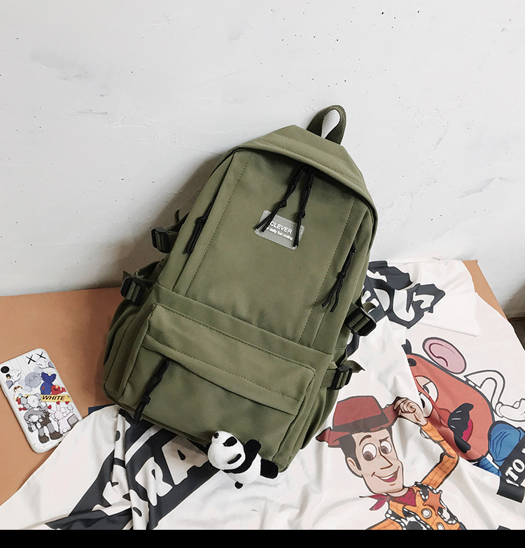 Vintage Canvas Backpack Student Schoolbag Large Capacity Solid Color Multi-Pocket Backpack Vintage Style Korean Hipster Women Bag Vintage Canvas Backpack Student Schoolbag Large Capacity Solid Color Multi-Pocket Backpack Vintage Style Korean Hipster Women Bag