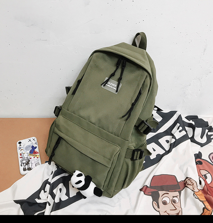 Vintage Canvas Backpack Student Schoolbag Large Capacity Solid Color Multi-Pocket Backpack Vintage Style Korean Hipster Women Bag Vintage Canvas Backpack Student Schoolbag Large Capacity Solid Color Multi-Pocket Backpack Vintage Style Korean Hipster Women Bag