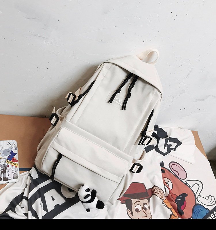 Vintage Canvas Backpack Student Schoolbag Large Capacity Solid Color Multi-Pocket Backpack Vintage Style Korean Hipster Women Bag Vintage Canvas Backpack Student Schoolbag Large Capacity Solid Color Multi-Pocket Backpack Vintage Style Korean Hipster Women Bag