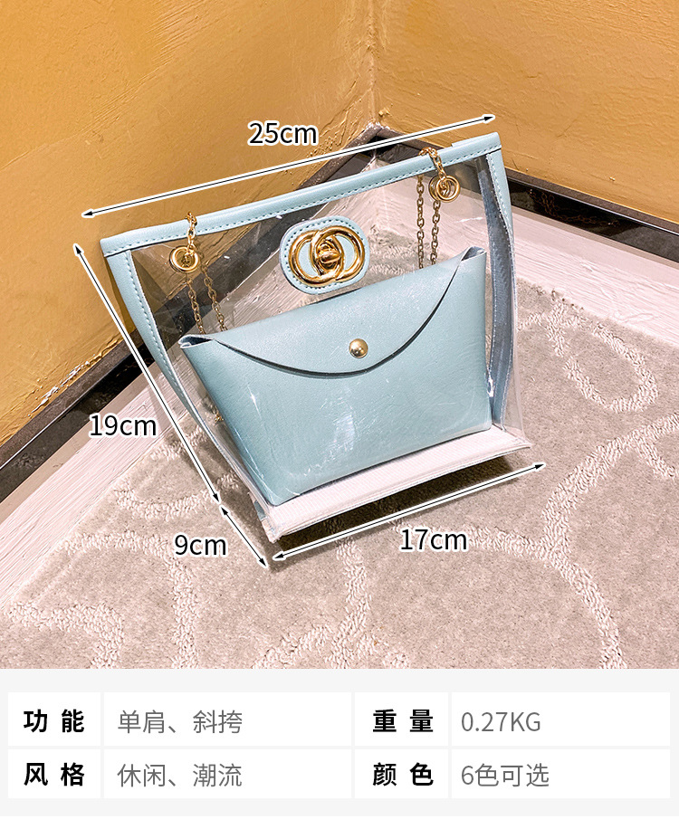 Partysu Women Bag 2021 New Combination Bags Transparent Bag Shoulder Crossbody Handbag Chain Lock Button Pouch Partysu Women Bag 2021 New Combination Bags Transparent Bag Shoulder Crossbody Handbag Chain Lock Button Pouch