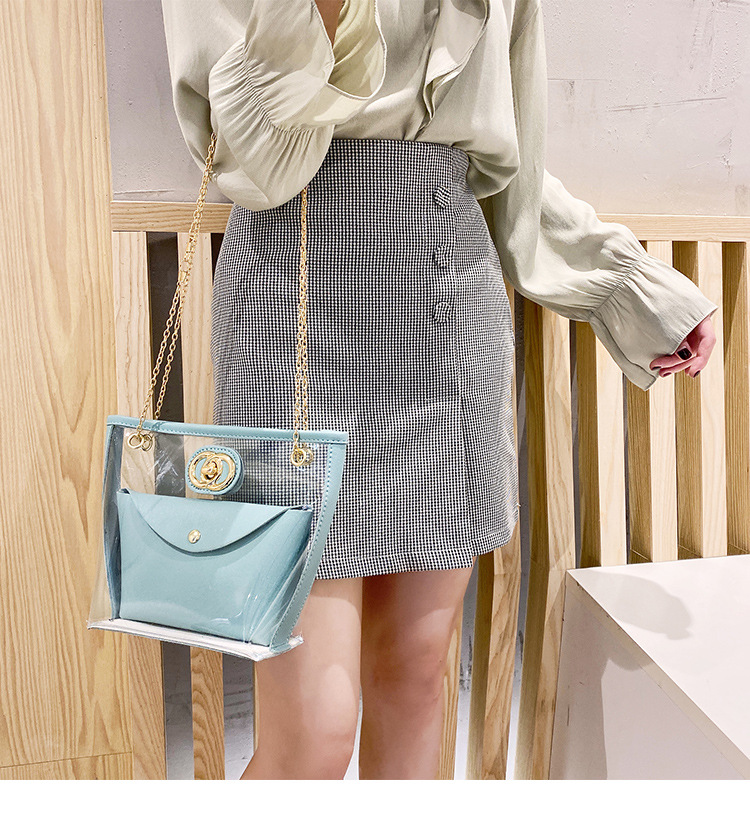 Partysu Women Bag 2021 New Combination Bags Transparent Bag Shoulder Crossbody Handbag Chain Lock Button Pouch Partysu Women Bag 2021 New Combination Bags Transparent Bag Shoulder Crossbody Handbag Chain Lock Button Pouch