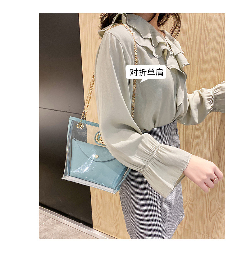 Partysu Women Bag 2021 New Combination Bags Transparent Bag Shoulder Crossbody Handbag Chain Lock Button Pouch Partysu Women Bag 2021 New Combination Bags Transparent Bag Shoulder Crossbody Handbag Chain Lock Button Pouch