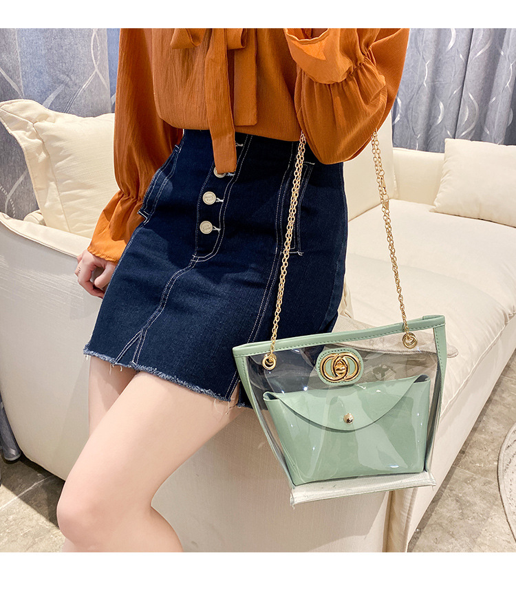 Partysu Women Bag 2021 New Combination Bags Transparent Bag Shoulder Crossbody Handbag Chain Lock Button Pouch Partysu Women Bag 2021 New Combination Bags Transparent Bag Shoulder Crossbody Handbag Chain Lock Button Pouch
