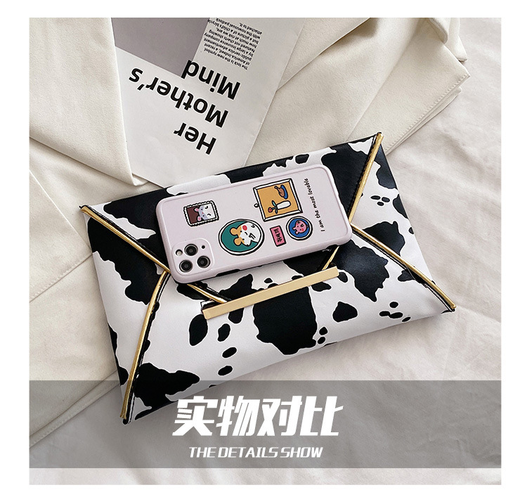 2021 Clutch Clutch Bag Cows Pattern European and American Fashion Minimalist Clutch Bag 2021 Summer Cool Women Envelope Women Bag