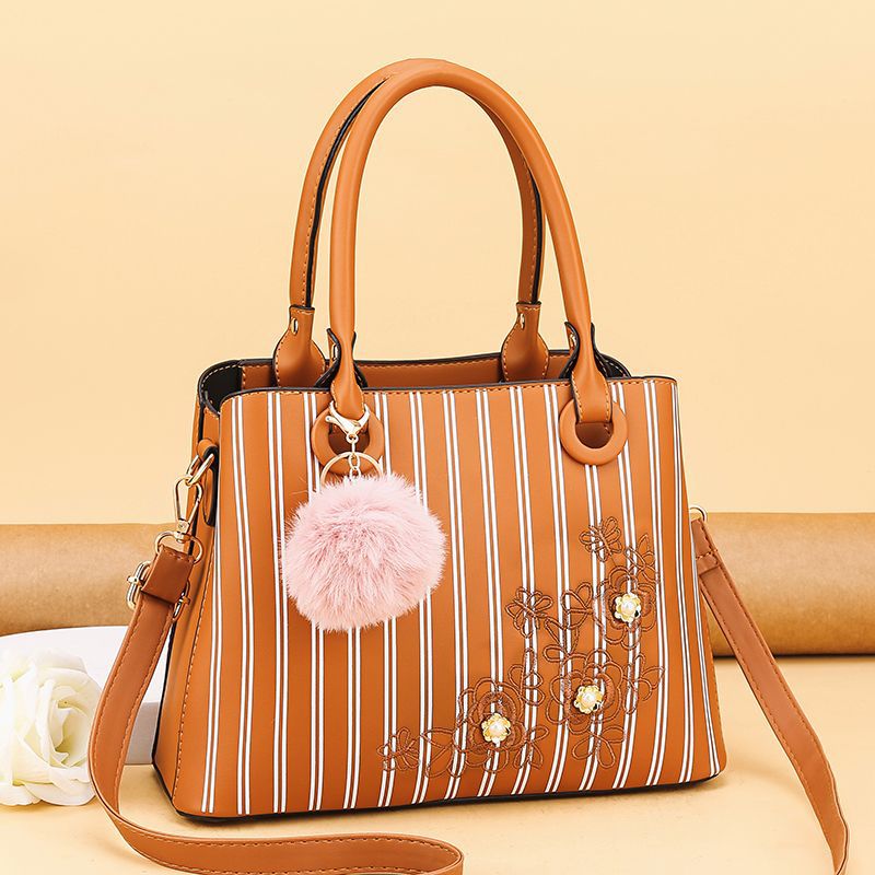 Spot Striped Handbag Large Capacity Women&#039;s Crossbody Shoulder Bag Simple and Fashion Women Bag Factory Direct Supply