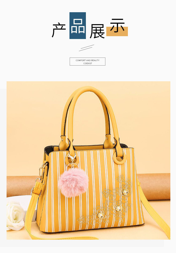 Spot Striped Handbag Large Capacity Women's Crossbody Shoulder Bag Simple and Fashion Women Bag Factory Direct Supply