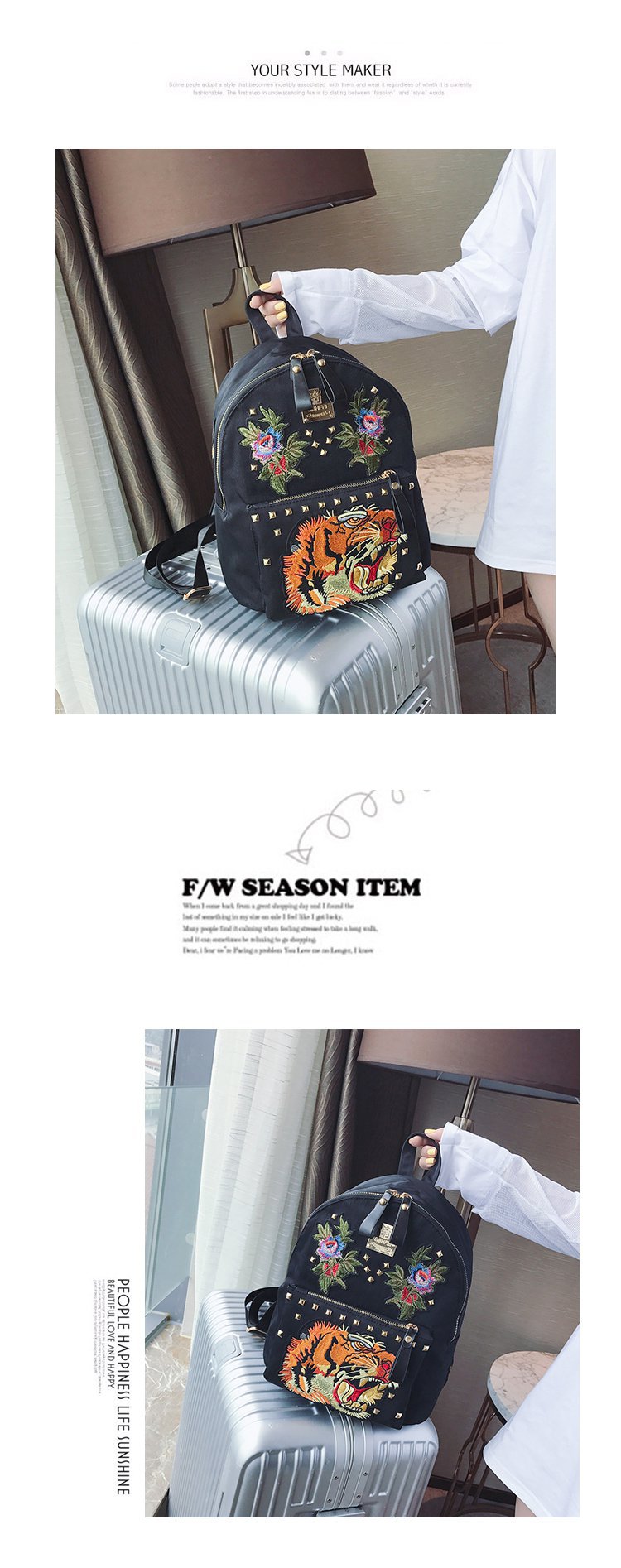 Ethnic Style Women Bag Embroidered Nylon Pouch Bag Leather Backpack Shopkeeper Recommended One Piece Dropshipping Ethnic Style Women Bag Embroidered Nylon Pouch Bag Leather Backpack Shopkeeper Recommended One Piece Dropshipping