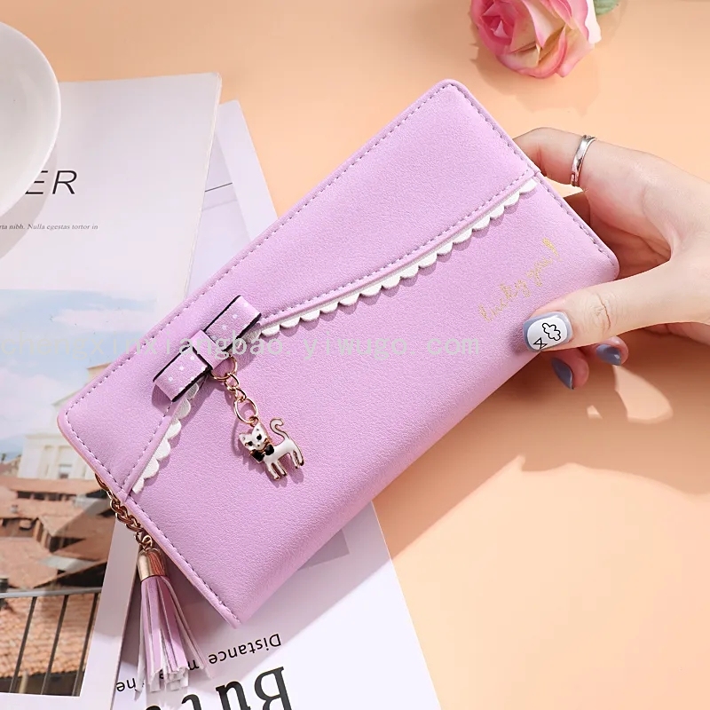 Single Pull Women&#039;s Card Holder Fashion Women Bag Wallet Women&#039;s Long Zipper Coin Purse Clutch Cute Kitten Card Holder