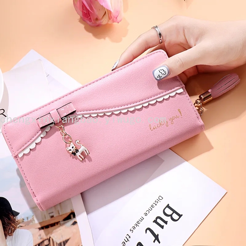 Single Pull Women&#039;s Card Holder Fashion Women Bag Wallet Women&#039;s Long Zipper Coin Purse Clutch Cute Kitten Card Holder