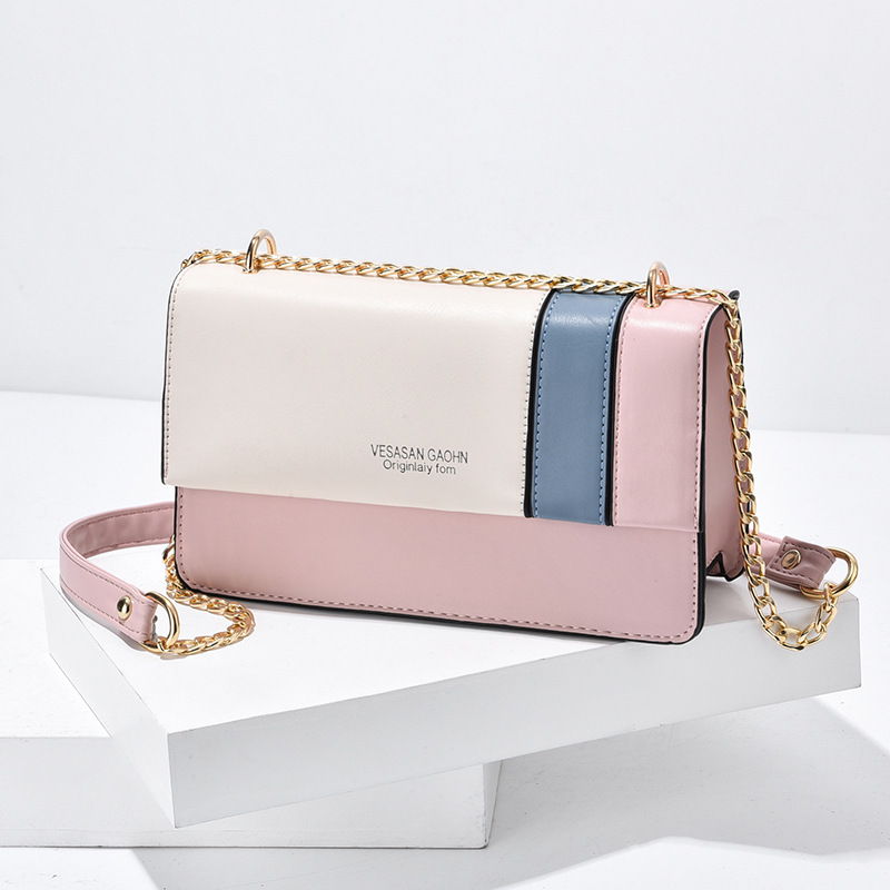 Trendy 2021 New Korean Women Bag Fashion Chain Contrast Color Square Bag Shoulder Portable Messenger Bag Stall 11803