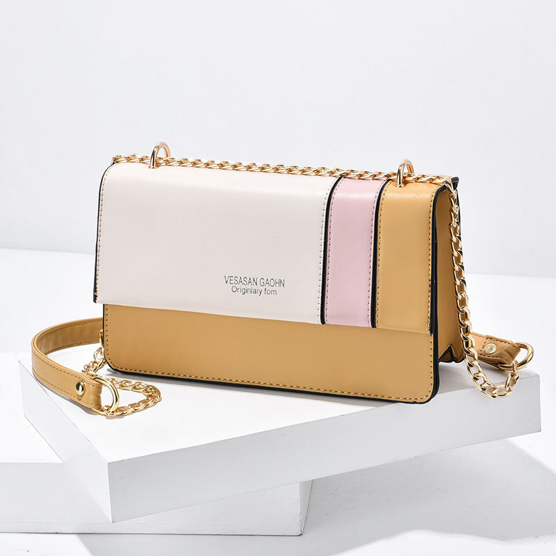 Trendy 2021 New Korean Women Bag Fashion Chain Contrast Color Square Bag Shoulder Portable Messenger Bag Stall 11803