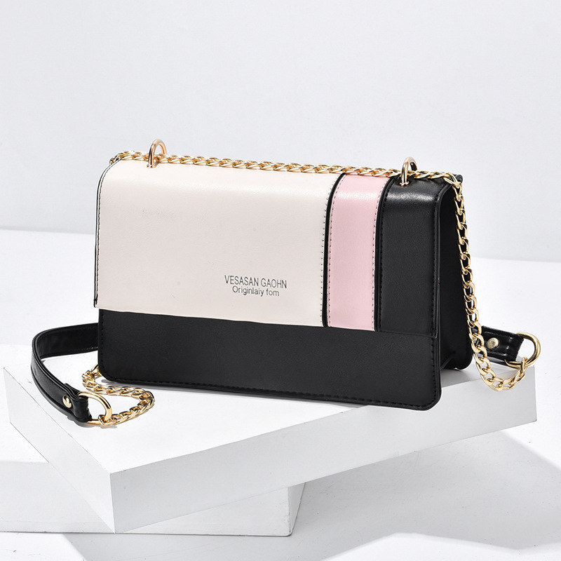 Trendy 2021 New Korean Women Bag Fashion Chain Contrast Color Square Bag Shoulder Portable Messenger Bag Stall 11803