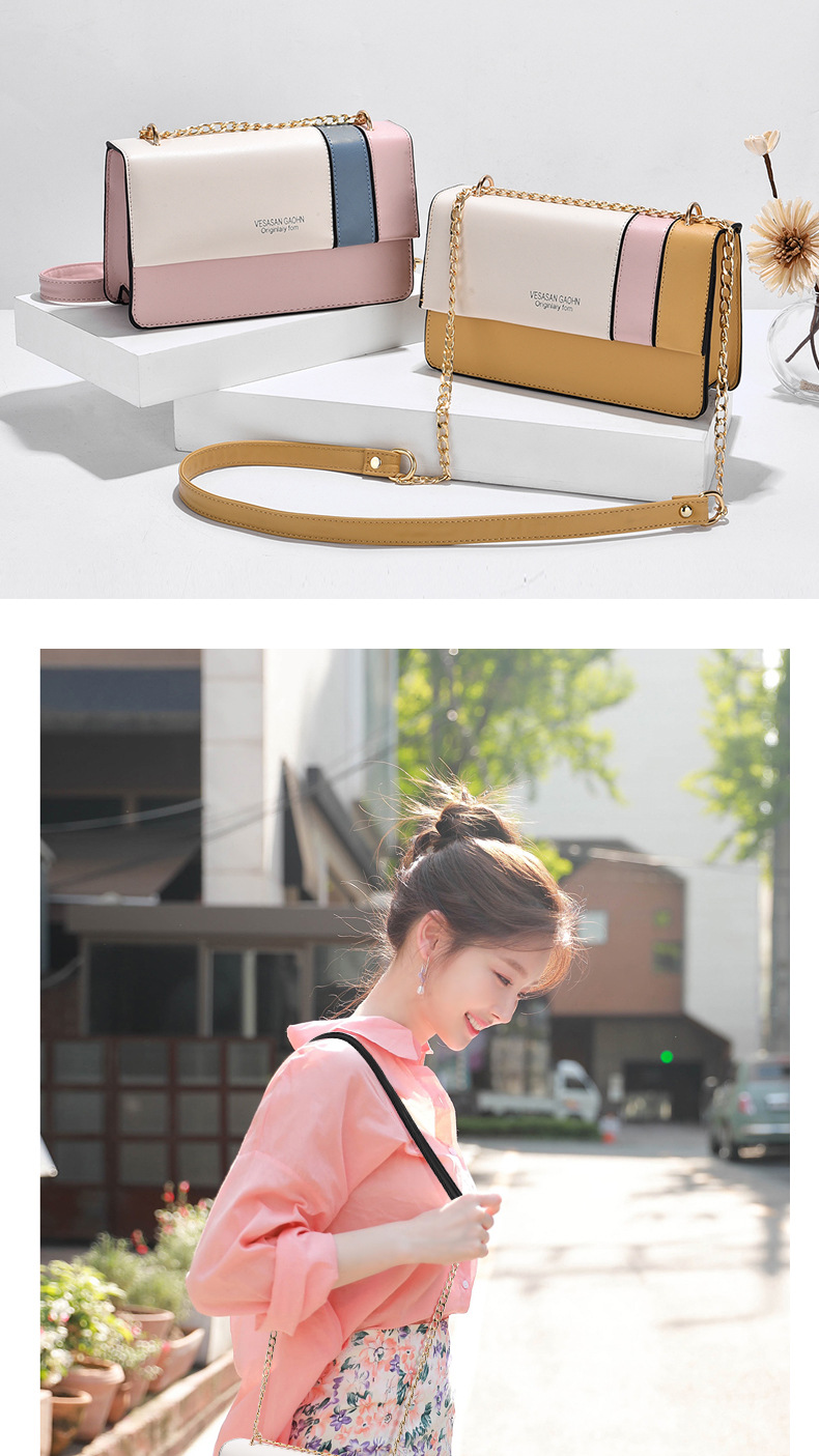 Trendy 2021 New Korean Women Bag Fashion Chain Contrast Color Square Bag Shoulder Portable Messenger Bag Stall 11803 Trendy 2021 New Korean Women Bag Fashion Chain Contrast Color Square Bag Shoulder Portable Messenger Bag Stall 11803