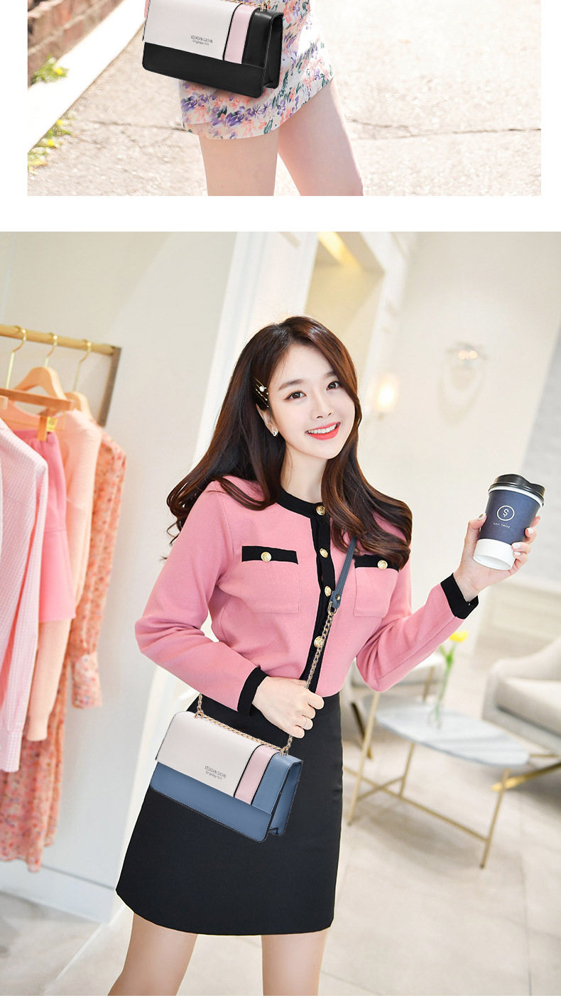 Trendy 2021 New Korean Women Bag Fashion Chain Contrast Color Square Bag Shoulder Portable Messenger Bag Stall 11803 Trendy 2021 New Korean Women Bag Fashion Chain Contrast Color Square Bag Shoulder Portable Messenger Bag Stall 11803