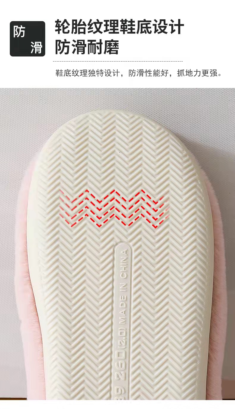 Cute Couple Cotton Slippers Winter Women Bag Heel Plush Warm Slugged Bottom Household Men's Cotton-Padded Shoes Toe Cap
