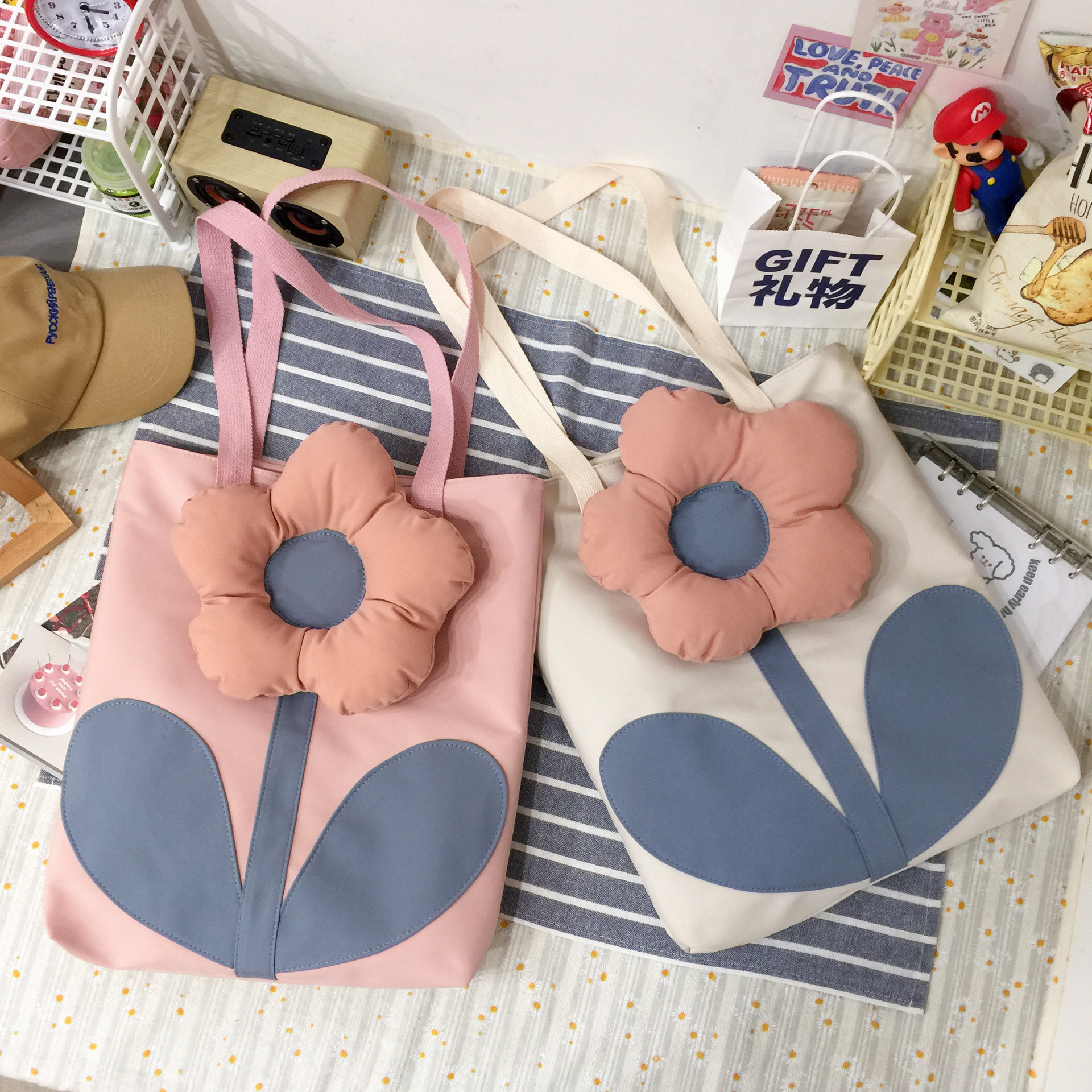 Spot Goods 2021 Summer Trendy New Personalized All-Match Flowers Korean Women Bag Large Capacity Shoulder Bag Factory Direct Sales