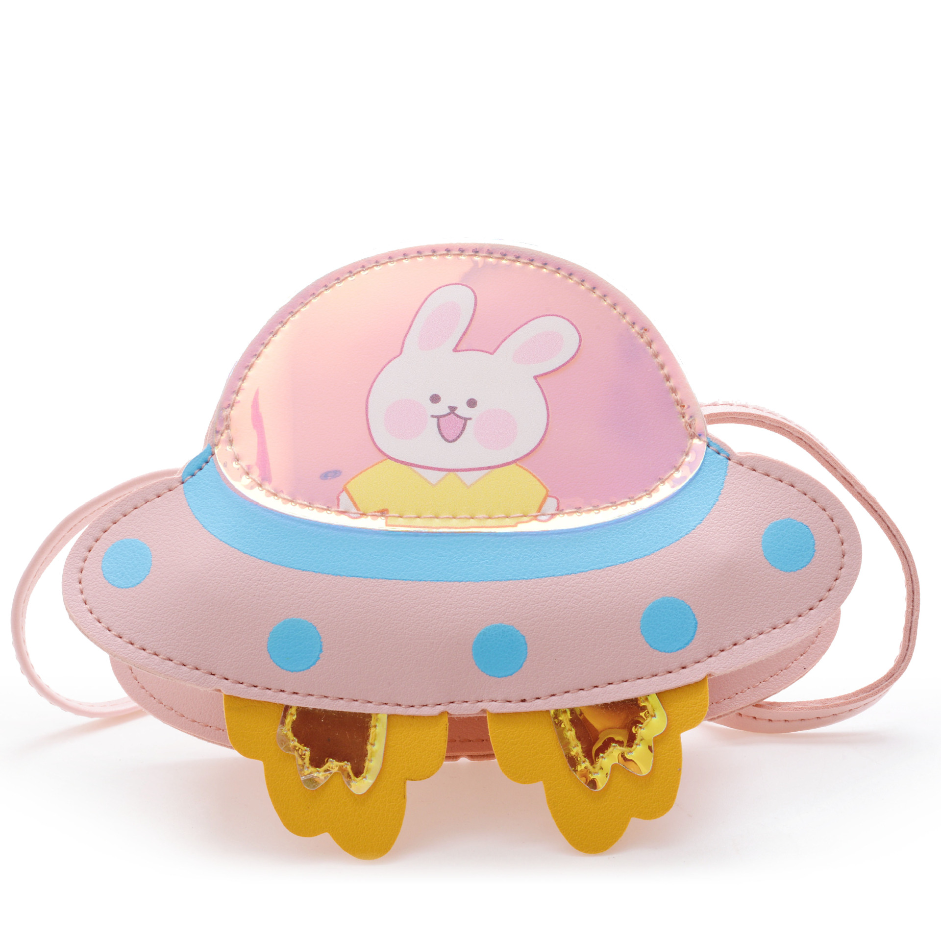 Korean Style 2021 Summer New Children&#039;s Bags Candy Color Pu Shoulder Crossbody Cartoon Small Spaceship Accessory Bag Coin Purse