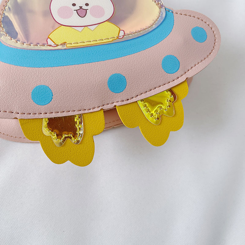 Korean Style 2021 Summer New Children&#039;s Bags Candy Color Pu Shoulder Crossbody Cartoon Small Spaceship Accessory Bag Coin Purse