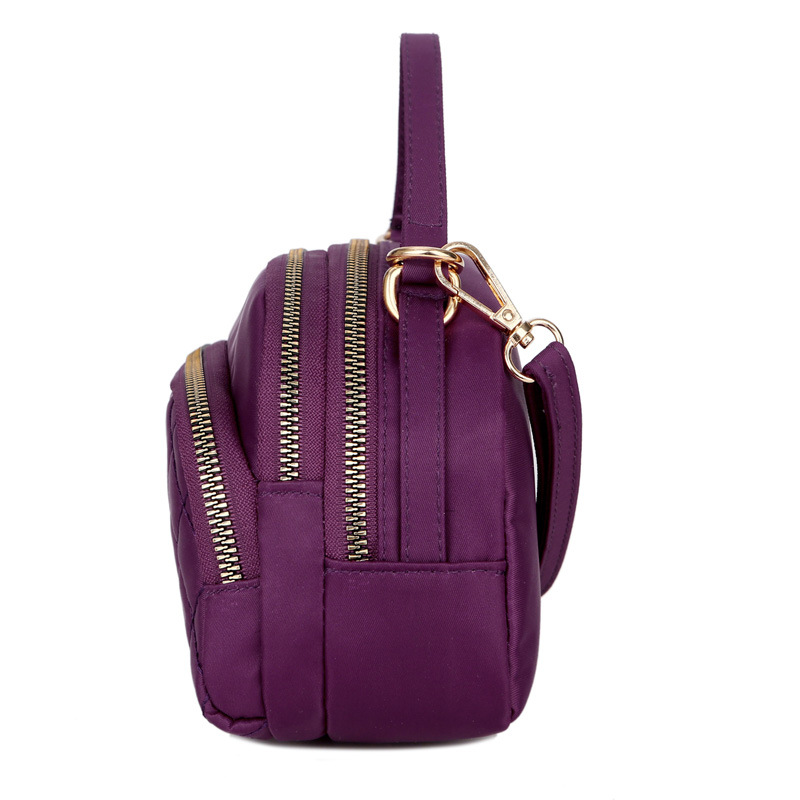 Bag Women&#039;s Plaid Nylon Cloth Shoulder Crossbody Small Bag Waterproof Lightweight Tote Coin Purse Solid Color
