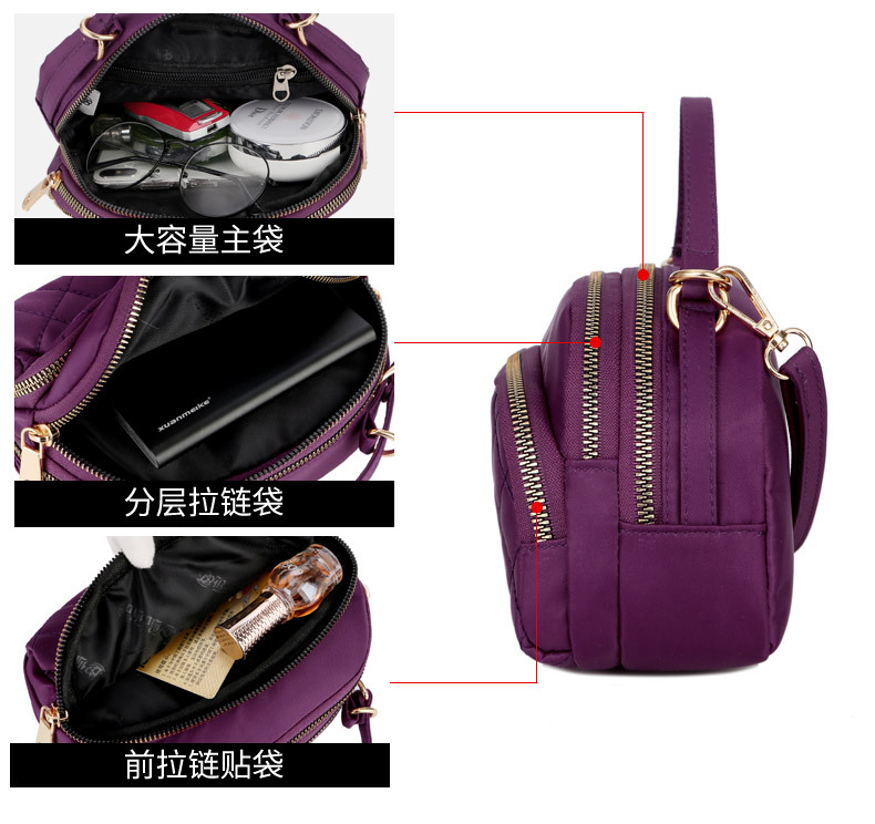 Bag Women's Plaid Nylon Cloth Shoulder Crossbody Small Bag Waterproof Lightweight Tote Coin Purse Solid Color Bag Women's Plaid Nylon Cloth Shoulder Crossbody Small Bag Waterproof Lightweight Tote Coin Purse Solid Color