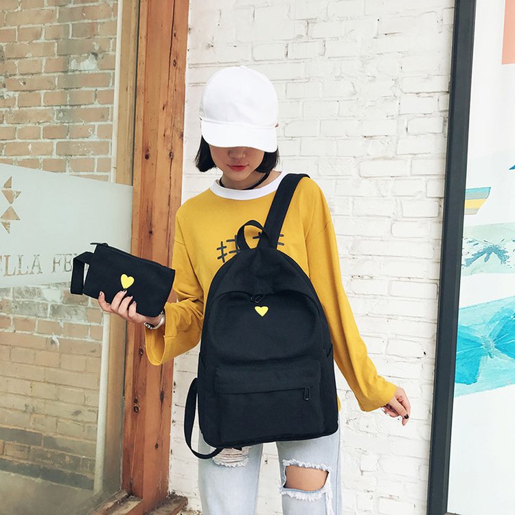 Japan and South Korea Cute Schoolbag Two-Piece Set Coin Purse Mobile Phone Stationery Storage Bag