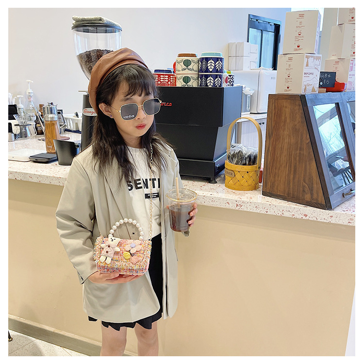 New Princess Bag Cute Little Girl Pearl Hand Bag Cartoon Decorative Crossbody Bag Children Coin Purse Shoulder Bag