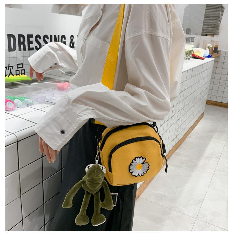 Women&#039;s Summer New Canvas Mobile Phone Bag Korean Casual Little Daisy Shoulder Messenger Bag Coin Purse Crossbody Satchel