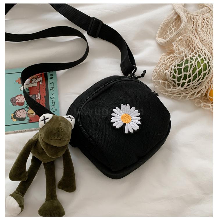 Women's Summer New Canvas Mobile Phone Bag Korean Casual Little Daisy Shoulder Messenger Bag Coin Purse Crossbody Satchel