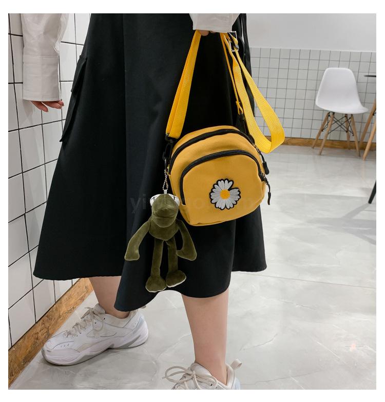 Women's Summer New Canvas Mobile Phone Bag Korean Casual Little Daisy Shoulder Messenger Bag Coin Purse Crossbody Satchel