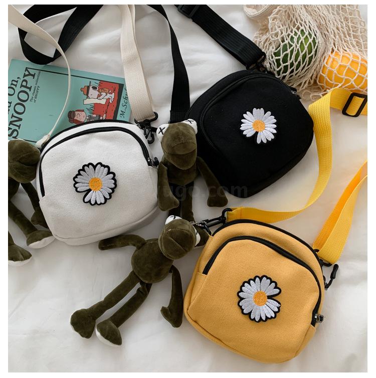 Women's Summer New Canvas Mobile Phone Bag Korean Casual Little Daisy Shoulder Messenger Bag Coin Purse Crossbody Satchel