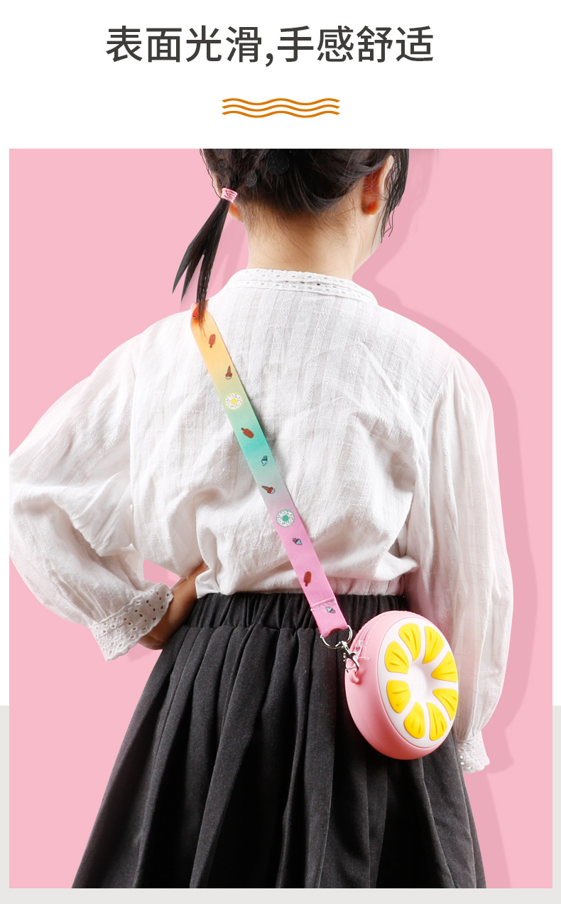 Cartoon Silicone Satchel Children Coin Purse Orange Fruit Casual Cute Fresh Girl Storage Wallet