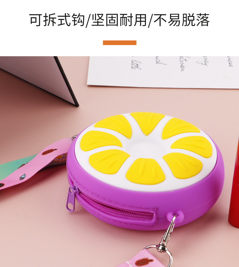 Cartoon Silicone Satchel Children Coin Purse Orange Fruit Casual Cute Fresh Girl Storage Wallet